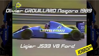 Olivier Grouillard sur Ligier JS33 V8 Ford Cosworth DFR en essais à Nogaro le 1er mai 1989 -1080P