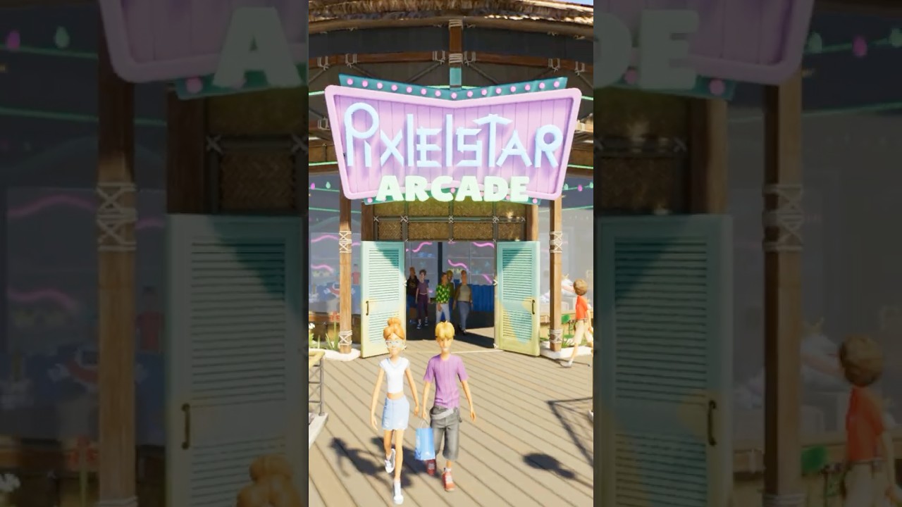 Download a floating Arcade in Planet Coaster 2 🕹️👾🌴 #planetcoaster2 #freeupdate  #gaming