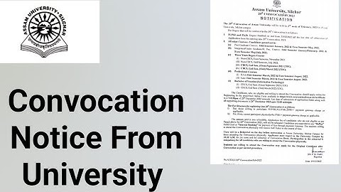 Assam University Silchar|| Convocation Regarding Notice from University||