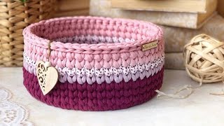 كروشيه باسكت بخيط المكرميه /how to crochet basket