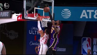 Raw Video Lebron James Chasedown Block Of Russell Westbrook Lakers Vs Rockets 2020 Playoffs