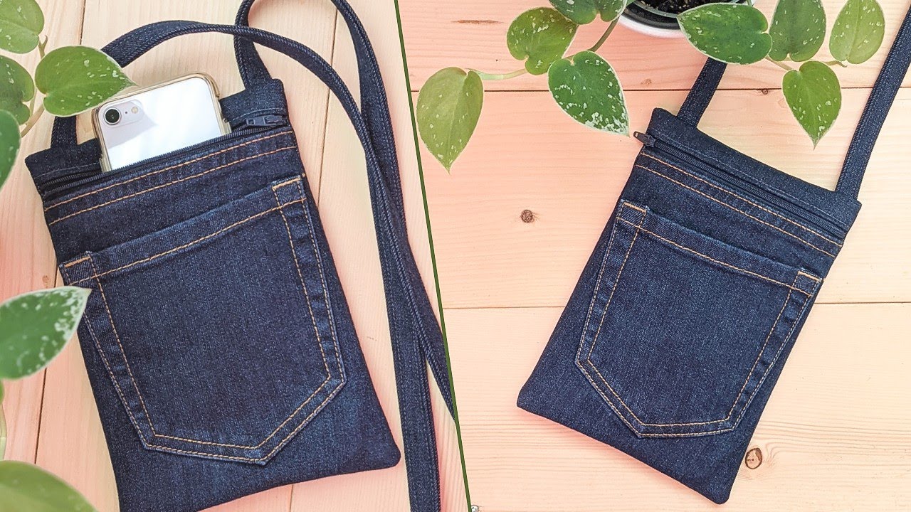 DIY Simple and Easy Cell Phone and Cash Mini Denim Crossbody Bag