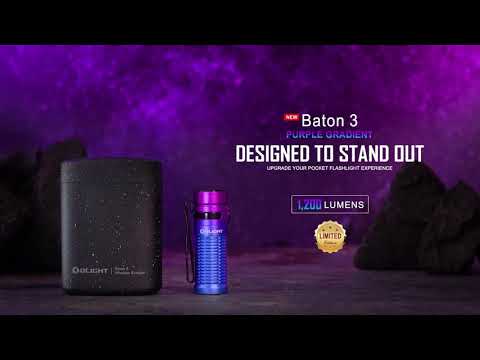 Senter Olight Baton 3 Premium Edition Purple Flashlight Rechargeable