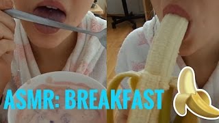 ASMR: RASPBERRY YOGHURT & BANANAS (Breakfast ASMR, Relaxing Eating Sounds)