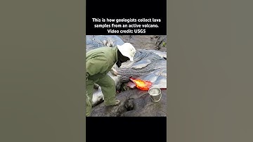 This is how geologists collect lava samples from an active volcano.Video credit: USGS