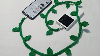 جديد كروشيه كفر لحماية كابل USB  شاحن موبايل  Crochet mobile cable charger protector