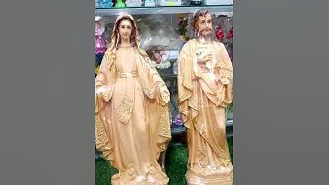 Bộ 2 tượng Đức Mẹ Ban Ơn Thánh Giuse 60cm màu nâu nhựa composite #0936660432 #mebanon #thanhgiuse