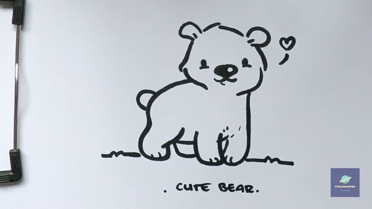 How to Draw cute bear - YouTube