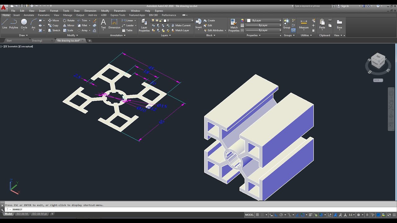 Aluminum Profile AutoCAD HD. YouTube