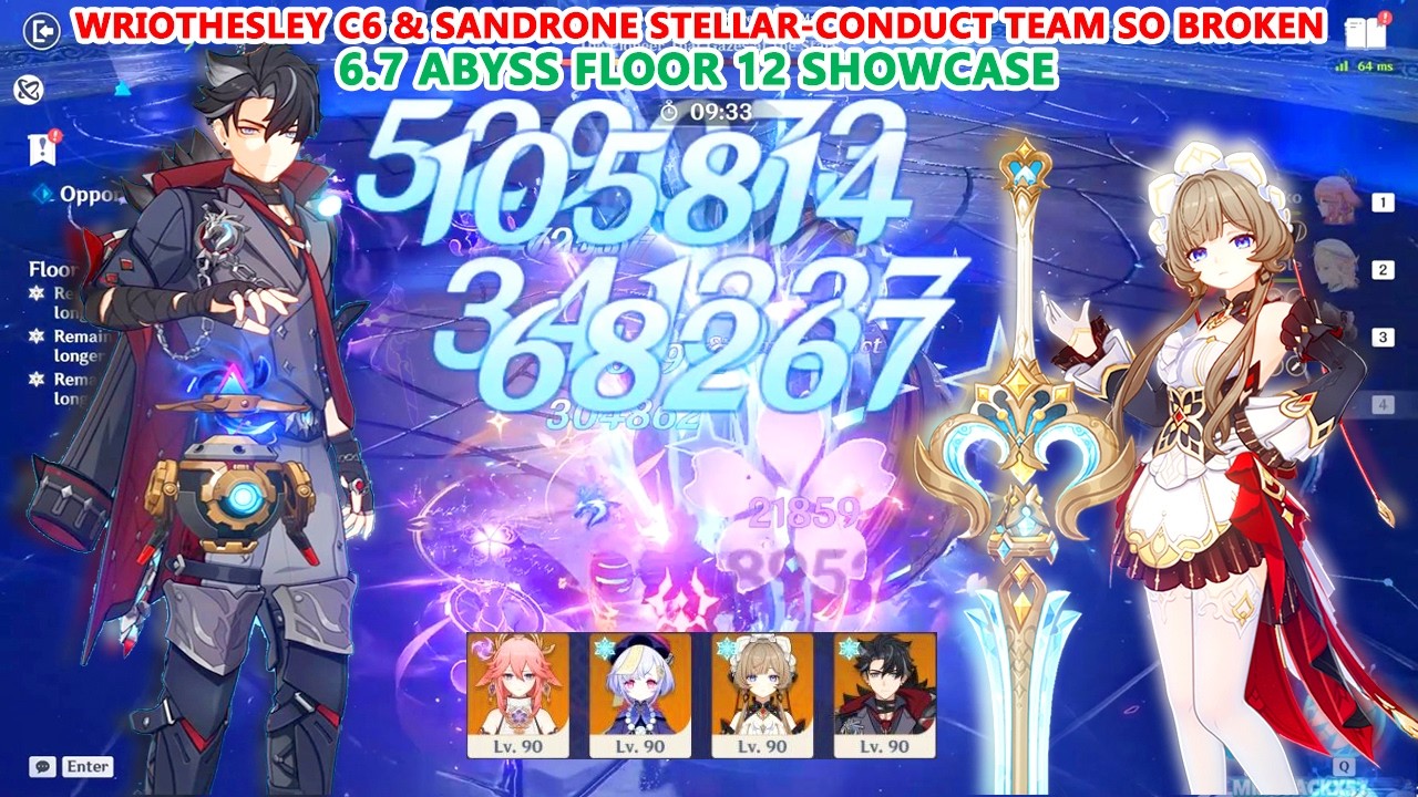 Wriothesley C6 & Sandrone C0 Stellar-Conduct Team So Broken : 6.7 Abyss Floor 12 Showcase