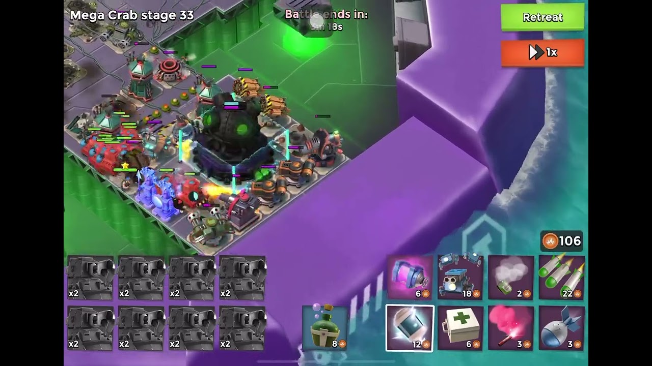 Boom Beach - Mega Crab - Attack 737 (Clear=Free Attack) (Hasty Crab=Speed) (Reverse)