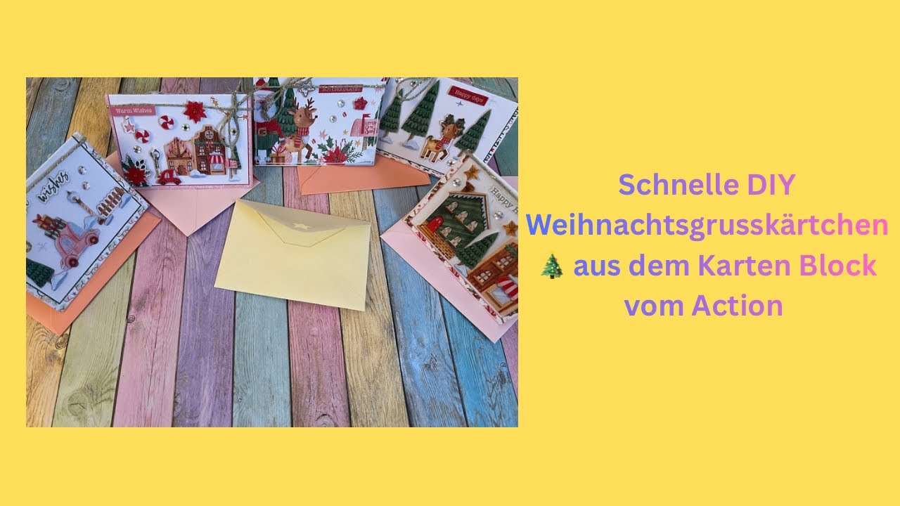 Schnelle DIY Grußkärtchen 🎄 | Mini-Weihnachtskarten aus dem Action Bastelblock - Teil 3