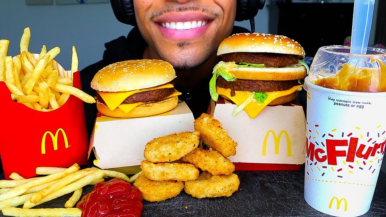 ASMR MCDONALD'S CHICKEN NUGGETS BIG MAC STROOPWAFEL MCFLURRY QUARTER POUNDER MUKBANG JERRY EATING