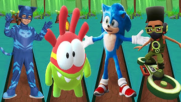 Tag with PJ Masks Catboy vs Sonic Dash vs Om Nom Run vs Subway Surfers Super Runner Fresh