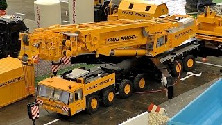 HUGE RC SCALE MODEL CRANE TRUCK FRANZ BRACHT KG DEMAG AC-1200 AT WORK AMAZING / Intermodellbau 2016