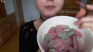 🍓 Eating GUMMY STRAWBERRIES ~ ASMR/MUKBANG || Chewy Eating Sounds 🍬