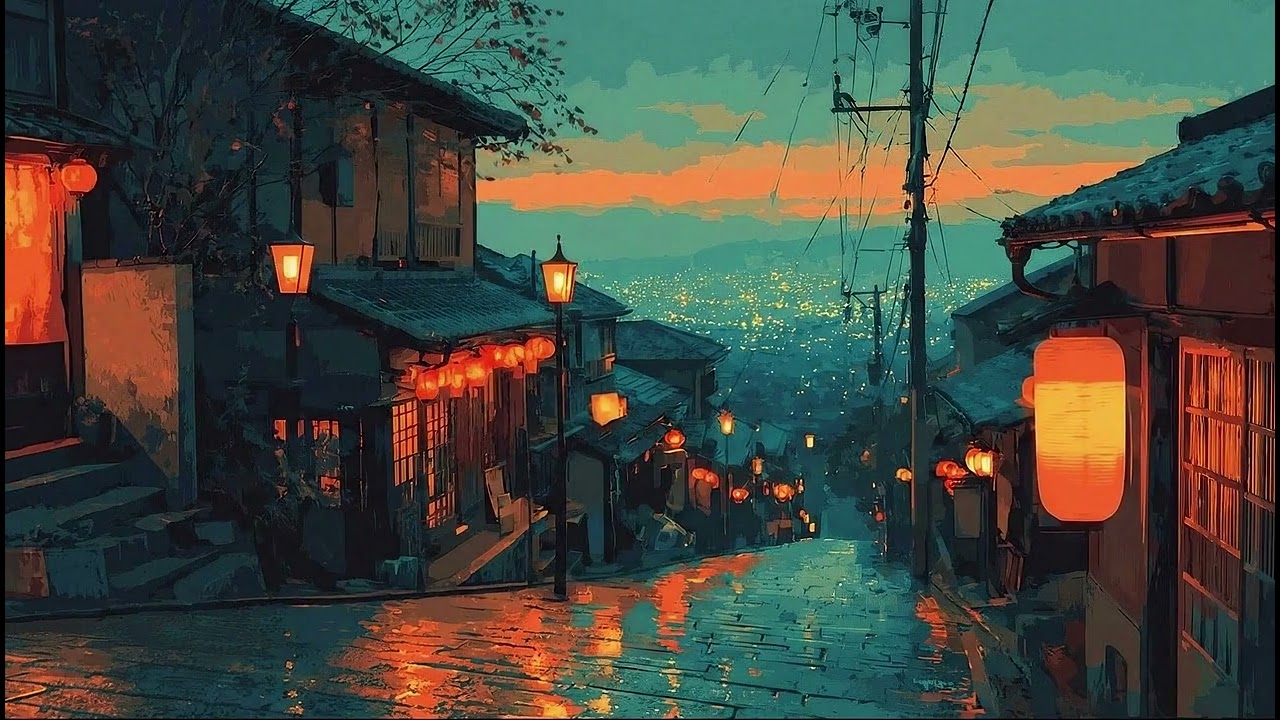 🎧 Rainy Lofi Vibes 🌙 Lantern Lit Streets | Beats for Study, Work & Coding