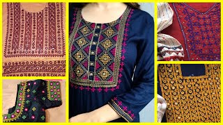 Best indian designer style sindhi embroidery designs / top trending mirror work kurti designs screenshot 2