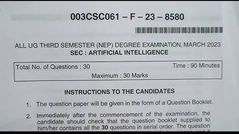 Artificial Intelligence B.com 3rd Semester NEP Question Paper March/April 2023 Dharwad University