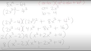 Grade 10 Math: Factoring the sum and difference of cubes part 2