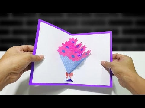 DIY การ์ดช่อดอกไม้ Pop Up 3D | Flower Bouquet Pop up Card