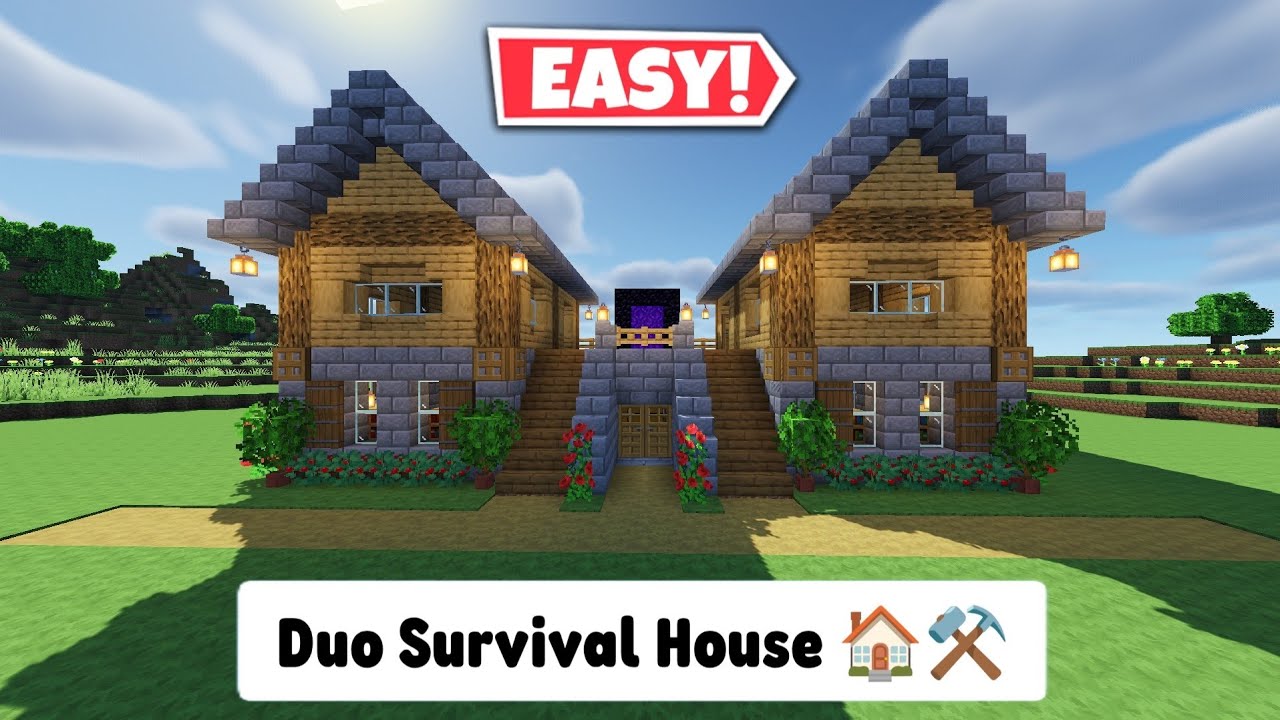 Minecraft Duo Survival House Tutorial 🏠 ⚒️ | Best tutorial 🎯 - YouTube