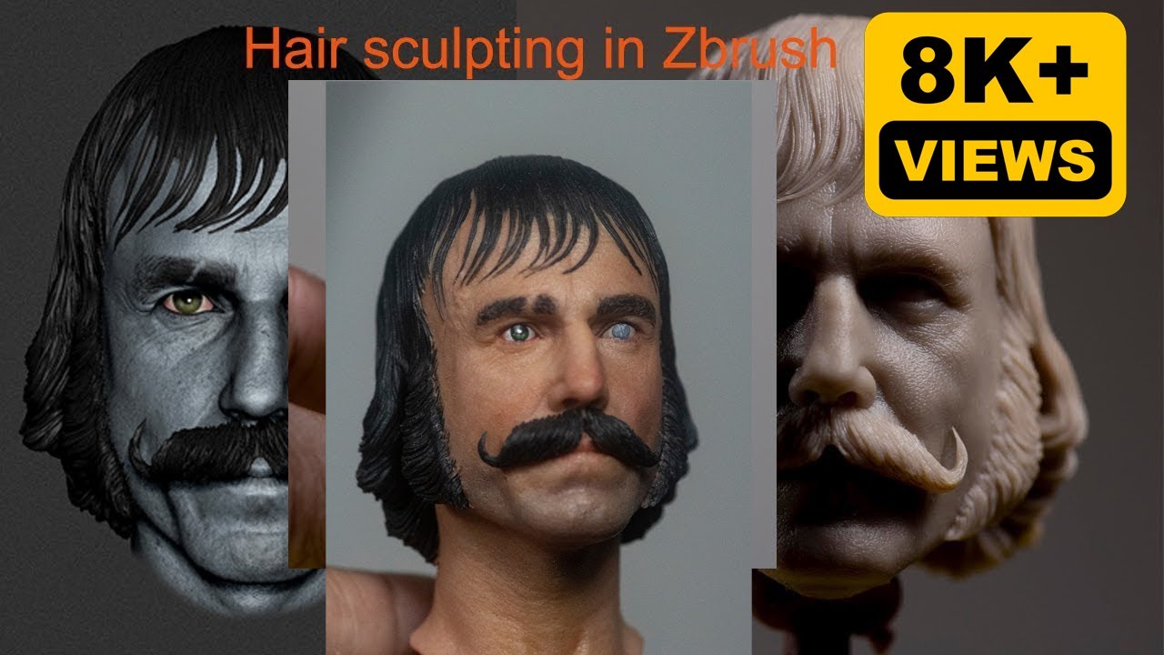 Hair Sculpting In Zbrush for 3D printing Bill The Butcher Waruna