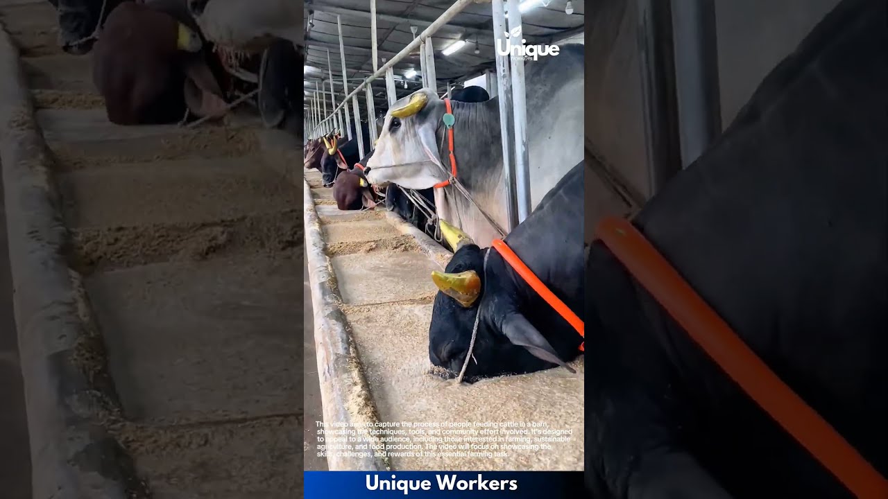 Cattle Feeding People In A Barn