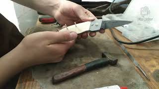 Making a damascus liner lock folding knife (assembly)