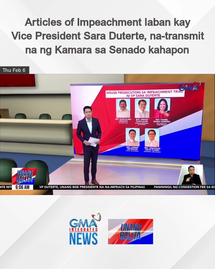 Articles of Impeachment laban kay Vice President Sara Duterte, na-transmit na ng... | Unang Balita