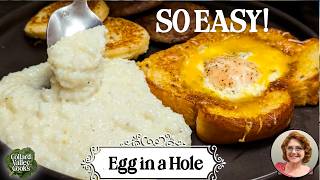 Homemade Egg in a Hole - Creamy Microwave Grits - Swaggerty Sausage