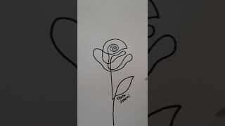 Rose drawing with one line #shorts #draw