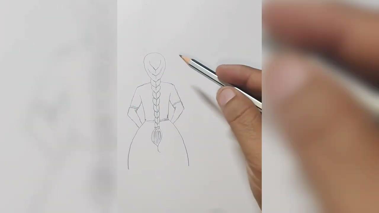Simple Easy Girl drawing with braid