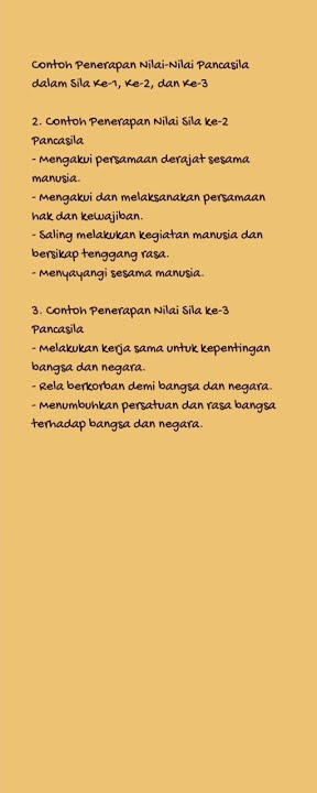 Contoh penerapan nilai2 pancasila