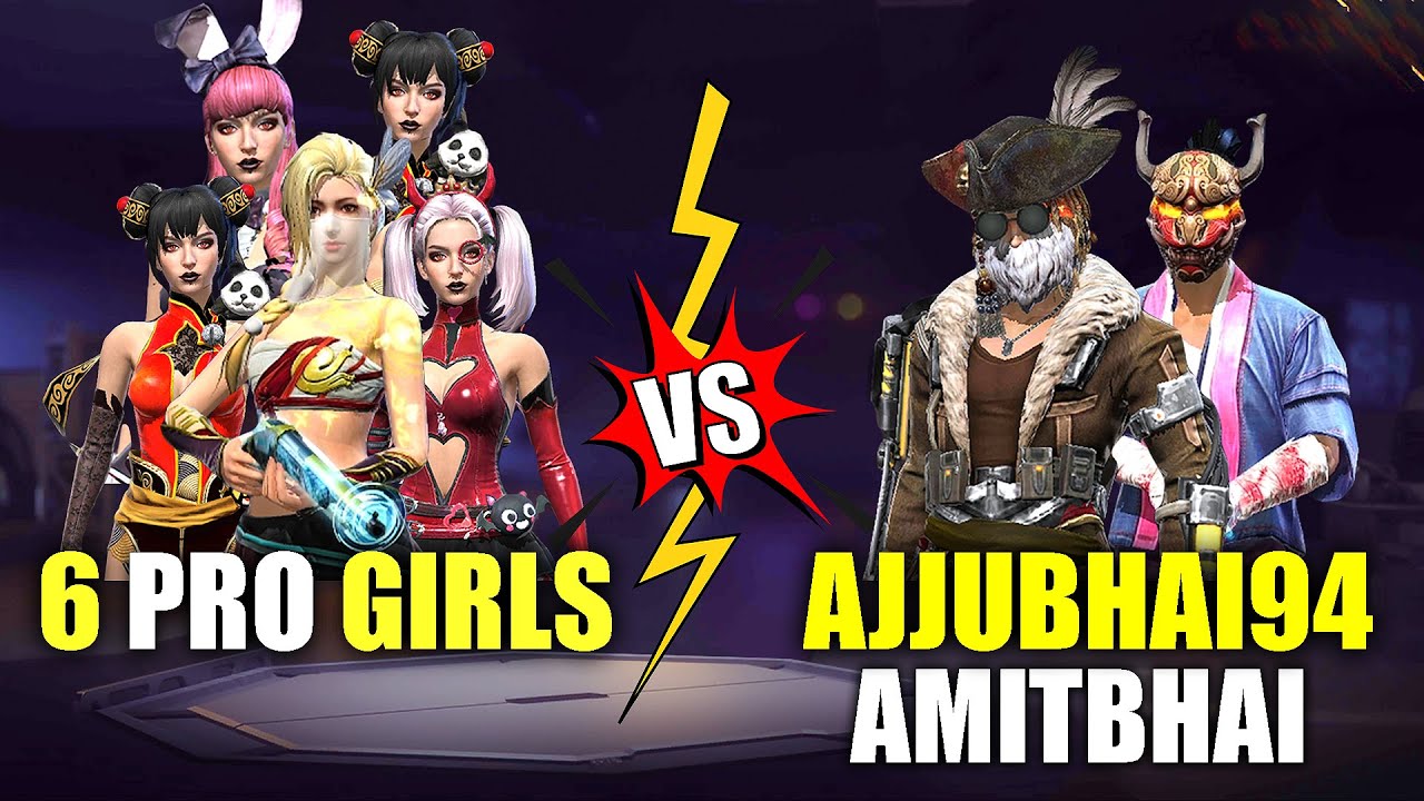 6 PRO GIRLS VS AJJUBHAI AMITBHAI AND ROMEO BEST CS GAMEPLAY   GARENA FREE FIRE  TOTAL GAMING