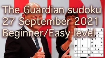 Sudoku solution – The Guardian sudoku 27 September 2021 Beginner easy level