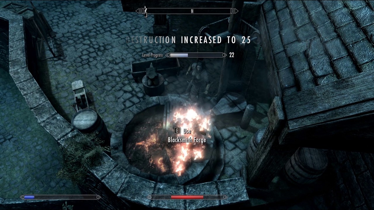 Walking on fire to increase destruction skill (Skyrim SE)