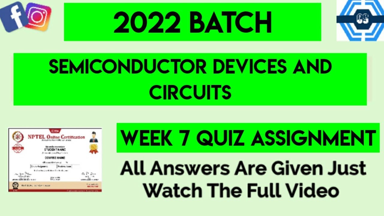 Semiconductor Devices and Circuits Week 7 Quiz Answers | NPTEL 2022 ...