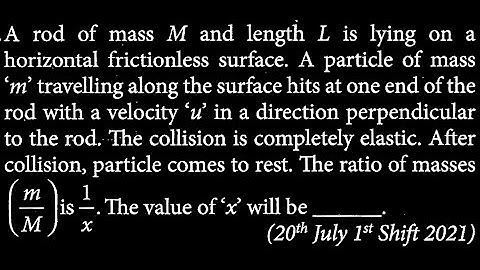 A rod of mass M and length L is lying on a horizontal frictionless surface. A particle RT DTS 28 Q2