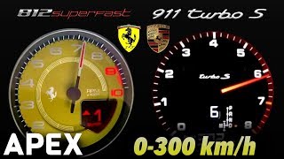 2018 ferrari 812 superfast vs. porsche 911 turbo s - acceleration
sound 0-100, 0-300 km/h links to the original videos:
https://www./watch?v=hzgbf...