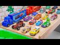 Disney Pixar ☆ Lots of Cars are running down a slope and falling into green water!