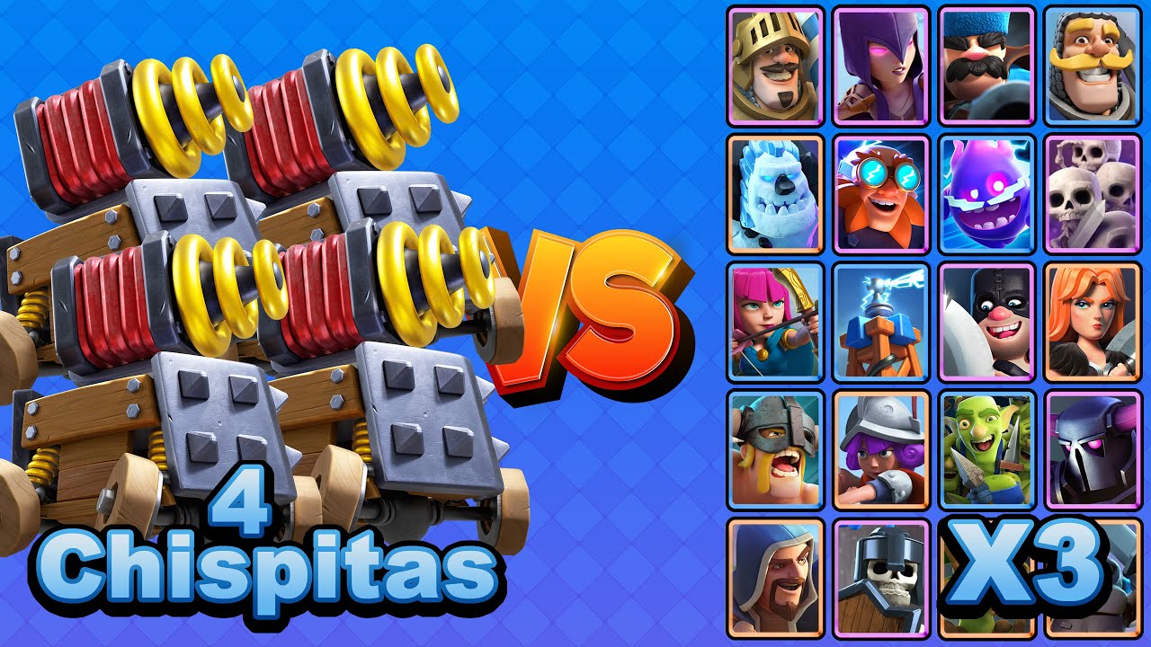 4 CHISPITAS vs TODAS LAS CARTAS TERRESTRES X3 | Clash Royale