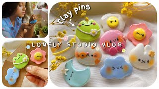 🌱How Loneliness changed me ! Another lonely evening and I am making Air Dry Clay pins / Art VLOG