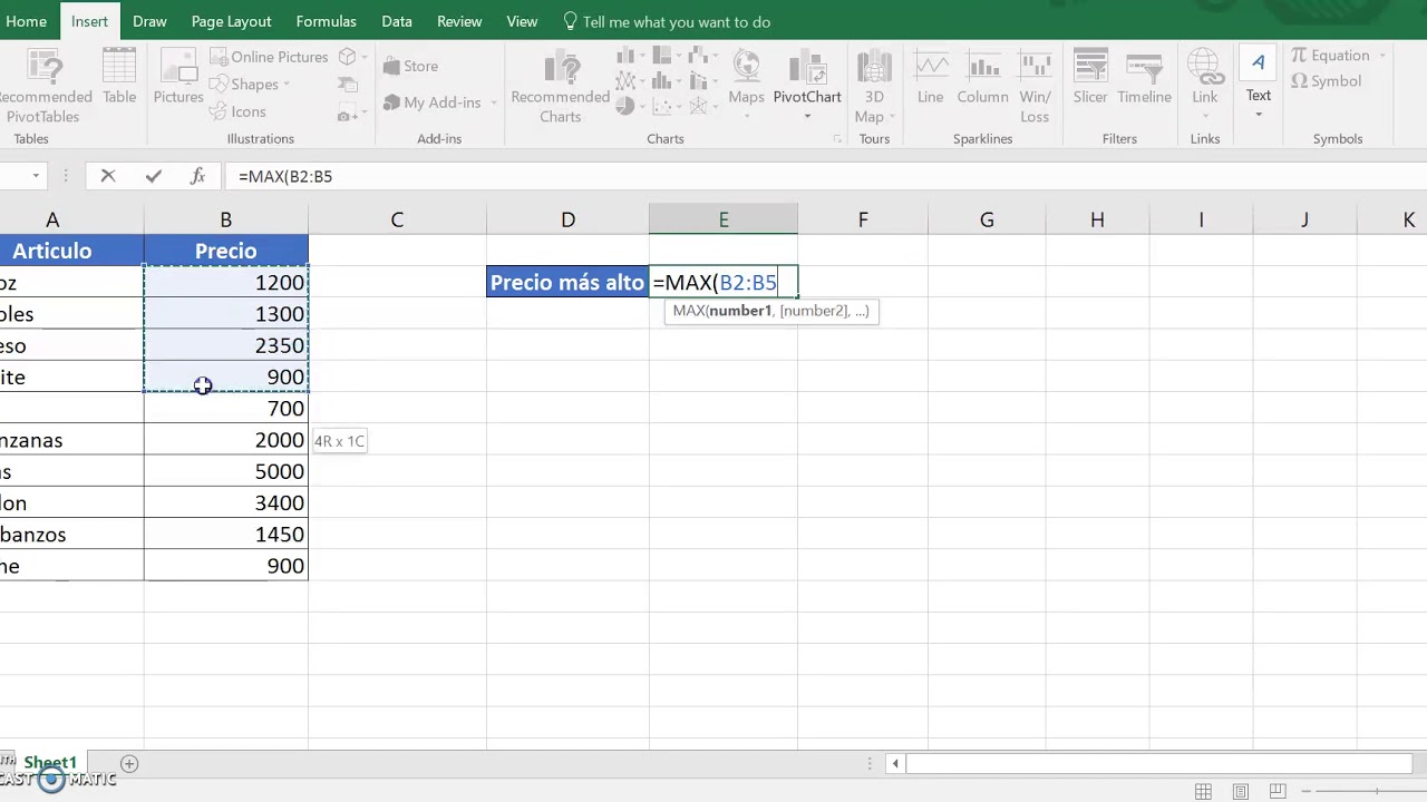 C mo Obtener El Valor M s Alto Excel Funci n MAX YouTube