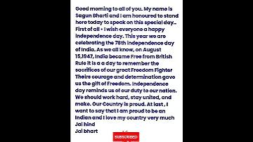 Independence Day Speech In English 2024 Speech On Independence Day In English English 