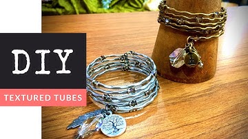 How To Make A DIY Textured Tube Beaded Memory Wire Bracelet
