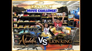 Movie Challenge The Lion King Vs. Aladdin Sis Vs Bro Movie Toy Hunt