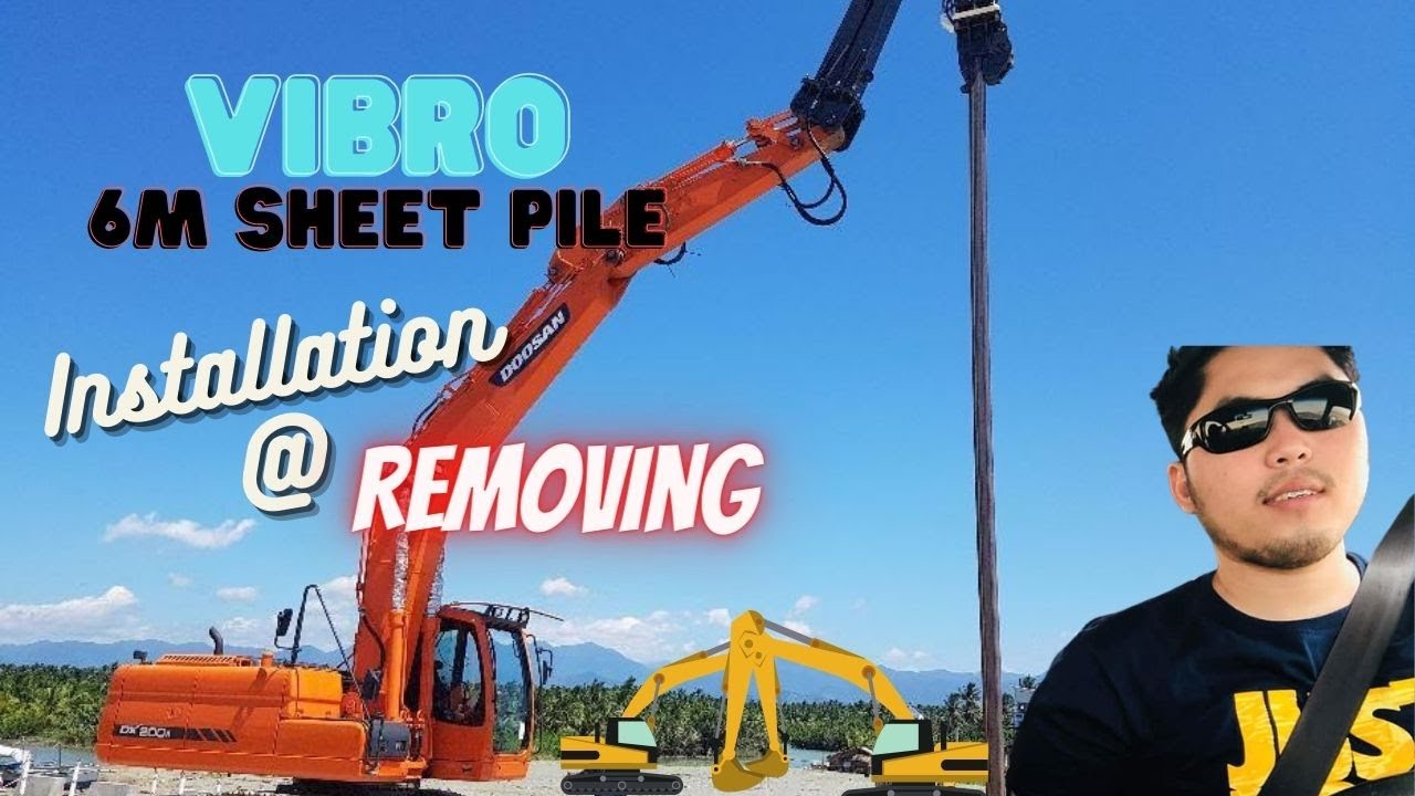 Vibro hammer Installation @ removing tutorial 6m sheet pile # ...