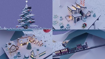 [Speed Modelling - Blender 2.8] "Christmas Village on a Giant Christmas Tree"