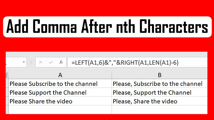 How to Add Comma After Certain Number of Characters in Excel